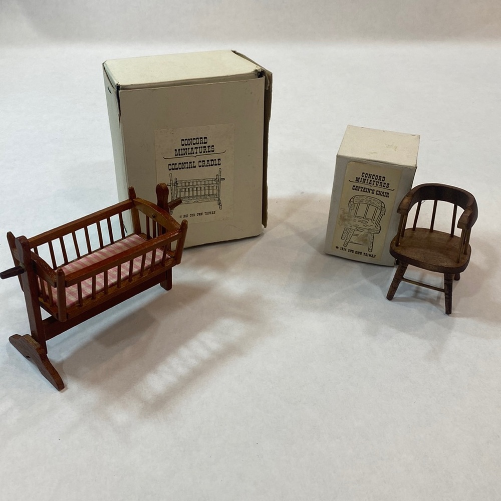 Concord miniatures chair and cradle‎ miniature house furniture